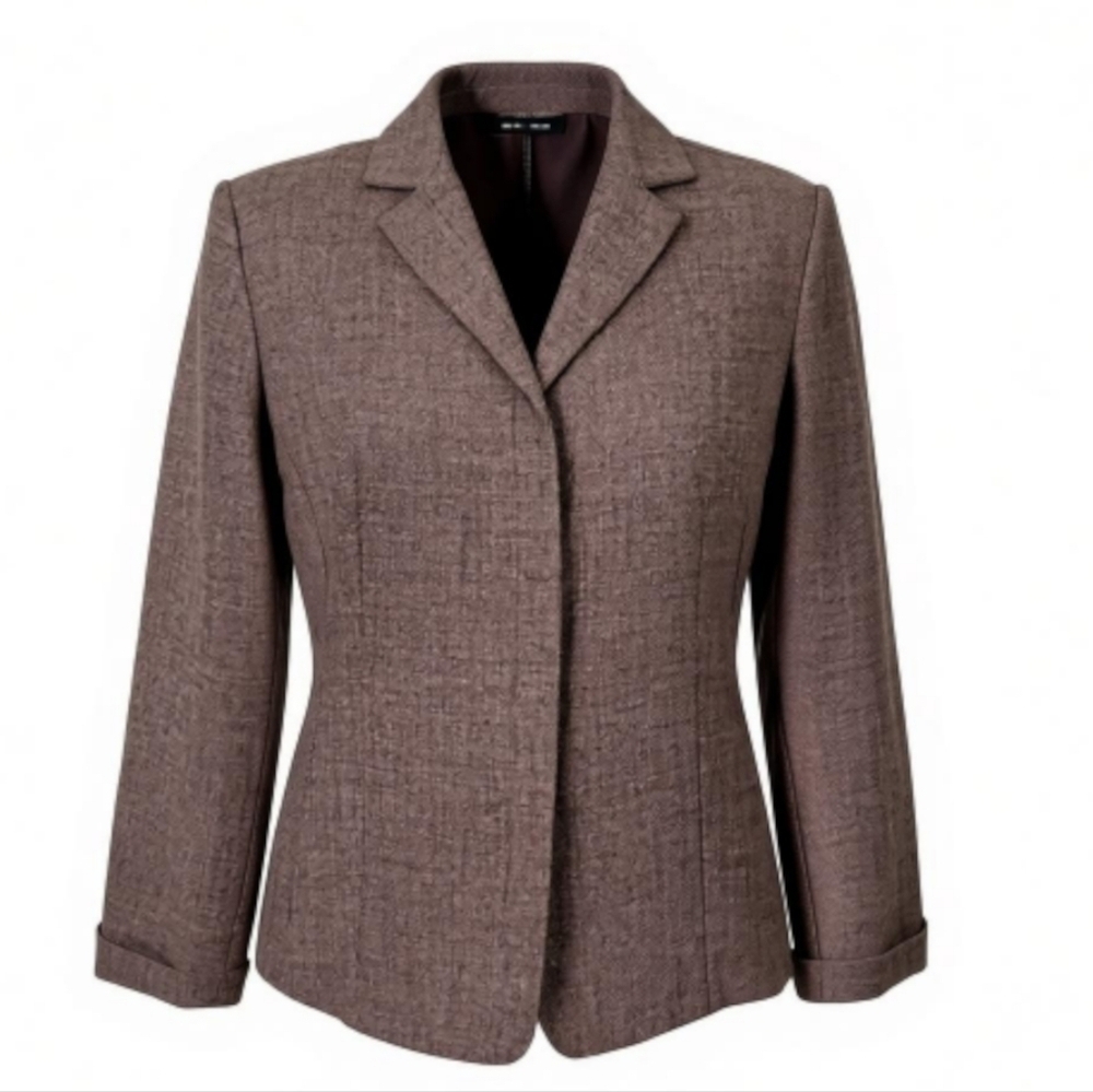 Sag Harbor Blazer Size 10P Brown Herringbone Hidden Buttons Cuffed Sleeve Vented